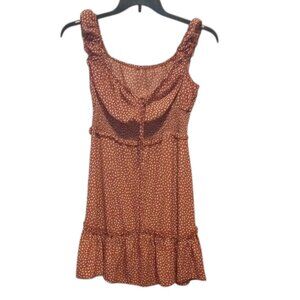 Boho Rust Polka Dot Summer Dress Size M